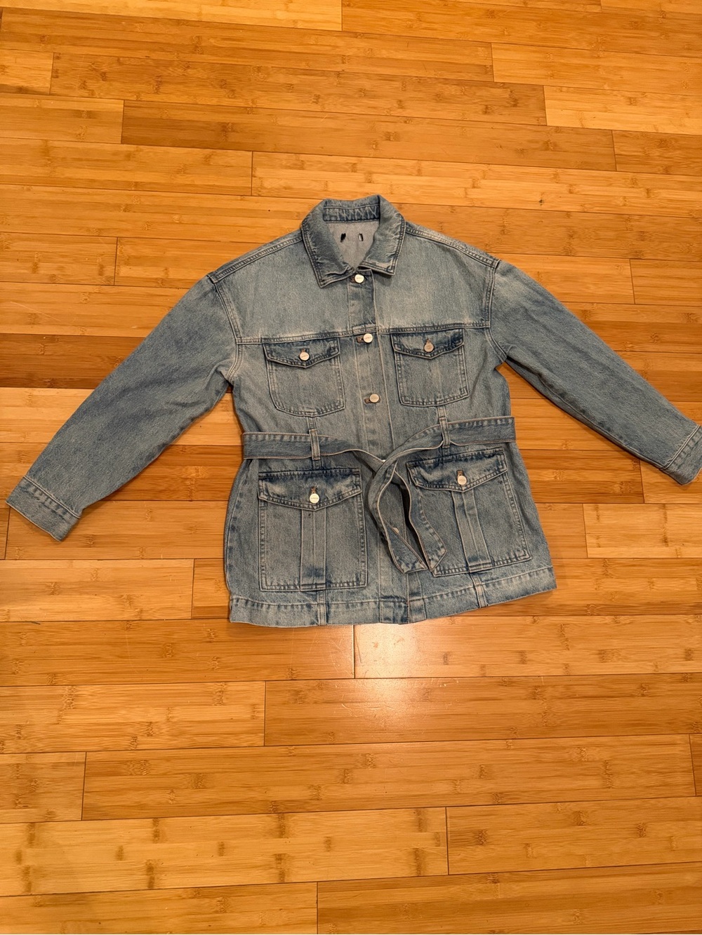 Express Light Blue Denim Belted Jean Jacket